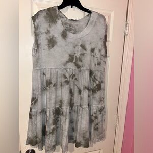 Final Touch Women's Tiered Tie Dye Babydoll Ruffle Dress